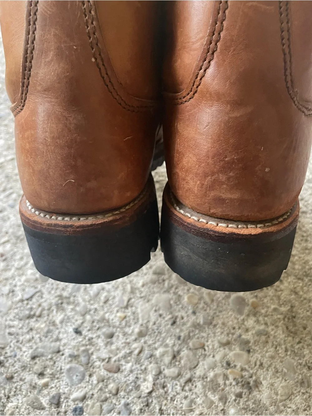 Vintage Mens DEXTER Hiking Mountaineering Boots Tan Leather Size 8M Vibram Sole